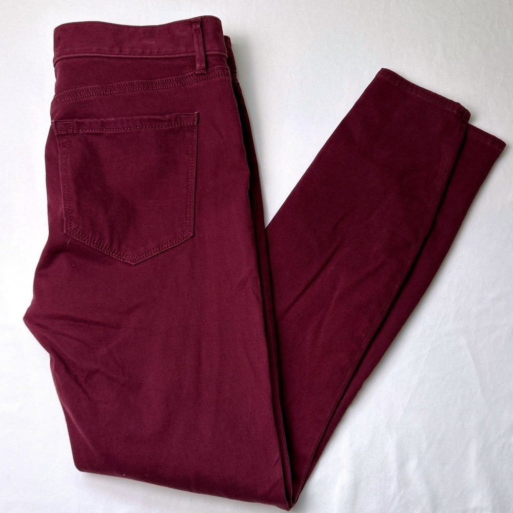 LOFT Women Mid Rise Skinny Leg Jeans Size 6/28 Burgundy Wine Classic Stretch